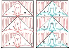 four squares with different shapes and numbers in each square, one has an arrow on it