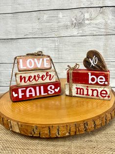 Valentine's Day Wood Block Stack Be Mine & Love Never Fails, With Optional Wood Riser - Etsy