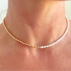 Brand New From Manufacturer. Overstock Product, Only 4 Left! Adjustable White Pearl Necklace For Everyday, Adjustable White Dainty Pearl Necklace, Dainty Adjustable White Pearl Necklace, Rice Pearl Necklace Design, Rice Pearl Jewelry, Rice Pearl Necklace, Pearl Necklace Designs, Necklace Design, Pearl Choker Necklace