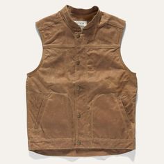 Brown wax canvas vest made in USA by Ginew, Native American-owned company. New Mexico History, Canvas Vest, Wax Canvas, Contemporary Accessories, Museum Store, Museum Shop, Pin Pendant, Deer Skin, Waxed Canvas