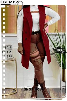 Burgundy Casual Solid Cardigan Turndown Collar Outerwear Turndown Collar, Cardigan Tops, Collar, Women's Top