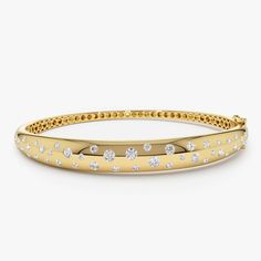 Enhance your wrist's elegance with our Gold Diamond Cluster Bangle, a stunning 14K gold bracelet bangle adorned with round diamonds in a cluster design. This 1.2Ct Cluster Diamond Bracelet adds sophistication and charm, making it a perfect choice for an anniversary gift, symbolizing your enduring love and commitment. Elevate your style with this captivating and timeless Round Diamond Bangle Bracelet. ▶Item Detials * Made to Order * Gold KT: 14K Solid Gold (also available in 18K  upon request) * Custom Gold Color: Rose Gold, Yellow Gold, White Gold * Width: 7.5 MM * Round Diamonds: 38 pcs 1.7 - 3.0 MM * Total CTW: 1.20 Ctw * Diamond Color Clarity: G Color SI Clarity * Ready to Ship in 7-10 Business Days ▶ See more of our Diamond Bracelets - http://etsy.me/2mVrAB5 ▶ See our storefront here - Dazzling Diamond Bangle Jubilee Bracelet, Yellow Gold Bangle Bracelet With Brilliant Cut, Dazzling Yellow Gold Diamond Bangle Bracelet, Gold Bracelet Bangle, Flush Setting, Diamond Bangle Bracelet, Cluster Design, Gold Jewelry Simple Necklace, Arm Jewelry