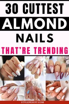 Spring Almond Nails, Trendy Almond Nails, Almond Shaped Nails Designs, Cute Almond Nails, Cute Spring Nails, Almond Shape Nails, Almond Nails Designs, Almond Nail