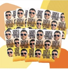 a bunch of stickers with the faces of men in sunglasses