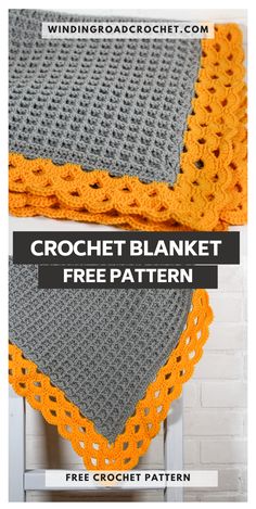 the crochet blanket is shown in two different colors