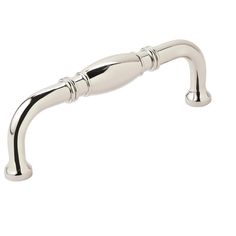 a chrome handle on a white background