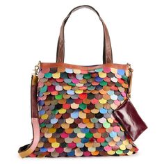 Carry your essentials in style with this Women's AmeriLeather Multi-Colored Kaleidoscpe Tote Bag. How do you accessorize? Check out our ACCESSORIES GUIDE for essential tips to elevate your style with must-have accessories.DETAILS 19" L x 16" H x 3" W 11-in. handle drop Top zip main compartment Spacious main compartment includes two accessory pockets and a zippered pocket Fully-lined Water repellent Top grain lambskin construction Weight: 2.4 lbsCONSTRUCTION & CARE Leather Polyester lining Wipe c Large Multicolor Bags With Handles, Multicolor Leather Tote Bag, Multicolor Leather Handle Tote Bag, Multicolor Large-capacity Rectangular Hobo Bag, Multicolor Leather-lined Tote Bag, Accessories Guide, Bag Details, Drop Top, Handbag Accessories