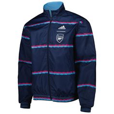 Go above and beyond to put an emphasis on your Arsenal fandom by sporting this Anthem full-zip jacket from adidas. The team's iconic logo on the chest is brought to life by the striking design, making it the perfect option for representing your cherished squad. Thanks to the two front zippered pockets, you'll have more than enough room to safely store your keys, tickets and other Arsenal match day essentials. Material: 100% Recycled Polyamide - Outer Shell; 100% Recycled Polyester - Inner Shell Arsenal 2022, Arsenal 2023, Arsenal Match, Adidas Navy, Adidas Design, Football Icon, Match Day, Adidas Football, Training Tops