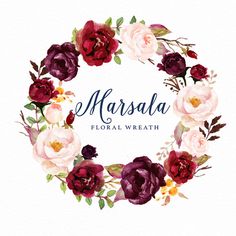 a floral wreath with the word marsala on it