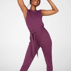 Flash Sale Fabletics Carli Jumpsuit Chic Stretch Jumpsuits And Rompers For Workout, Chic Summer Activewear For Loungewear, Versatile Sleeveless Activewear For Loungewear, Chic Summer Loungewear Activewear, Sleeveless 4-way Stretch Loungewear Activewear, Chic Summer Yoga Activewear, Purple Stretch Jumpsuits And Rompers For Loungewear, Chic Stretch Activewear For Loungewear, Purple Sleeveless Jumpsuits And Rompers For Loungewear