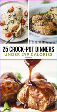 the cover of 25 crock pot dinners under 29 calories