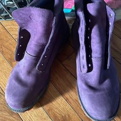 Kids Purple Timberland Boots Never Worn Just Sit No Shoestrings Purple High-top Boots For Outdoor, Purple Round Toe Outdoor Boots, Purple Round Toe Boots For Outdoor, Purple High-top Outdoor Boots, Tim Boots, Purple Timberland Boots, Tims Boots, Timberland Kids, Shoes Purple