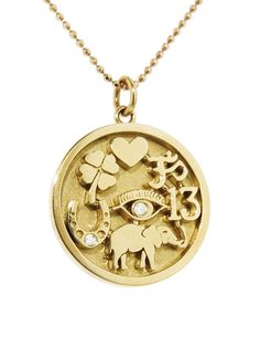 Good Luck Charm Necklace - Yellow Gold Elephant Necklace Gold, Nameplate Necklace Gold, Rose Gold Heart Necklace, Rose Gold Chain Necklace, Good Luck Charms, Luck Necklace, Good Luck Necklace, Gold Circle Necklace, Elephant Pendant Necklace