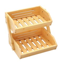 two wooden trays stacked on top of each other