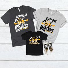 Construction CrewBirthday Matching Family Clothing/Construction Birthday Shirt Our designs are made with quality commercial grade materials and pressed with a professional commercial heat press for long lasting wear. Ordering made easy. ➜1. Chose your your desired size and quantity from the drop down checkout menus. ➜2. Add to cart ➜3. Make your payment, either by pay pal, credit or debit card. ➜4. Submit your order! We strive to give you a great product. Every item is made to order and unique. Construction Birthday Party Shirts, Construction Theme Birthday Party Shirts, Im Diggin Being 3 Shirt, Construction Birthday Shirt Boys, Construction 3rd Birthday Shirt, 2nd Birthday Shirt Boy Trucks, Construction Outfit, Construction Birthday Shirt