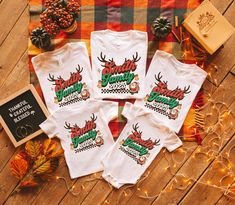 Christmas family T-shirts, Retro Personalized Last name.  Perfect Holiday TShirts for Family. Tee shirts come in sizes S-3XL, Baby Bodysuits 0-24M, and Toddler and Youth Tees. Pants not included. Solid Colors: 100% Cotton Heather Colors: 80% Cotton, 20% Polyester >> Please check size charts before ordering! PRODUCT DETAILS       * Our products are unisex       * If you would like a tighter fit, please order one size down for shirts. For Comfort Colors, order 2 sizes up for T-shirt Dress.       * Christmas Shirts Family, Personalized Tee Shirts, Matching Christmas Shirts, Custom Matches, Pregnancy Announcement Shirt, Grandma Shirts, Group Shirts, Gildan Sweatshirts, Color Tones