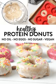 an image of healthy protein donuts with sprinkles