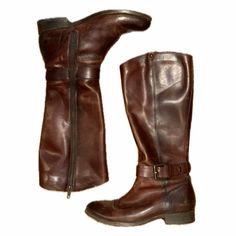 Vintage Frye Leather Riding Boot In Brown - Condtion: Used Good - Buckle Design - Inner Zipper Boots Vintage, Shoes Vintage, Riding Boot, Leather Riding Boots, Frye Shoes, Vintage Shoes, Riding Boots, Size 7, Buckle