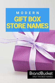 a purple gift box with the words modern gift box store names