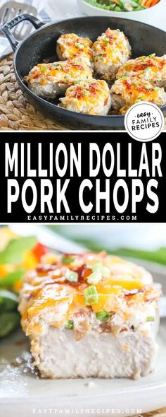 a collage of photos showing different types of pork chops with text overlay that reads, million dollar pork chops