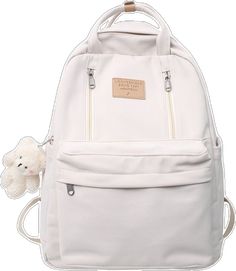 Shoptery - Teenager Girls Double Zipper Backpack - outfits Casual White Backpack With Zipper Closure, White School Backpack With Zipper Pocket, White Backpack For Back To School With Zipper, White Backpack With Zipper For Back To School, White Backpack With Zipper Closure For Back To School, White Casual Backpack With Zipper Pocket, Casual White Backpack With Zipper Pocket, School Shoulder Bag, Shoulder Bags For School