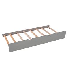 an image of a bed frame with wooden slats on the top and bottom part