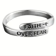 Beautiful Sentiment Ring! Wrap Ring, Faith Over Fear, Wrap Rings, Womens Jewelry Rings, Women Jewelry, Stainless Steel, Ring, Silver, Women Shopping