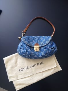 Louis Vuitton Pleaty Denim, Vintage Lv Denim Bag, Louis Vuitton Bag Aesthetic