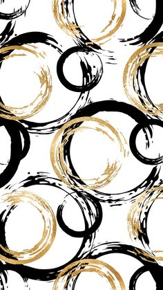 black and gold circles on white background