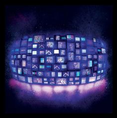 an abstract image of multiple television screens in space