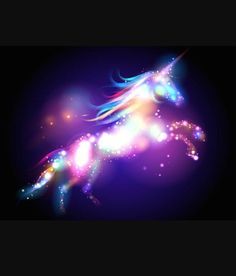 an image of a horse that is in the air with lights coming out of it