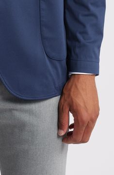 An exceptionally soft knit brings all-occasion comfort to a sport coat that's styled in versatile navy and designed with traditional detailing to help elevate any favorite look. Notched lapels Three-button cuffs Chest welt pocket; front patch pockets; interior welt pockets Side vents Unlined, with taped seams 44% nylon, 44% polyester, 12% spandex Dry clean Imported Navy Casual Outerwear For Semi-formal Occasions, Navy Sport Coat With Lapel Collar, Classic Navy Sport Coat For Business Casual, Semi-formal Navy Outerwear With Pockets, Navy Semi-formal Outerwear With Pockets, Casual Navy Blazer For Semi-formal Occasions, Casual Navy Blazer For Semi-formal Events, Classic Navy Sport Coat With Pockets, Casual Navy Sport Coat With Welt Pockets