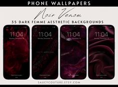 four iphone wallpapers with the same color as they appear to be in different styles