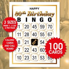 an image of a happy birthday card with numbers and cards for the number one hundred