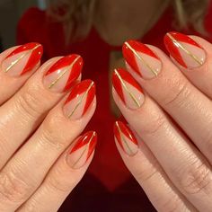 Elite Nails, Wife Nails, Sophisticated Manicure, Nail 2023, Red And Gold Nails, Easy Nail Art Designs, Gold Nail Designs