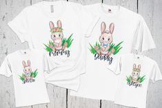 Easter Bunny Shirt Personalized Matching Family Easter | Etsy White Top For Mother's Day Family Events, Matching Tops For Family Events On Mother's Day, Cute White Shirt For Family Events, White Tops With Custom Parenting Print, Matching White Tops For Family Events, White Top With Custom Parenting Print, White Tops With Custom Print For Parenting, White Top With Custom Print For Parenting, Family Matching Shirts With Funny Print