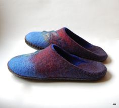 Gift for fisherman - fish art slippers - Wool felted slippers for men .Handmade felted slippers are made using all natural products-100% wool ,water and olive oil soap. Soles are covered with natural leather.These colourful slippers are for men (women) . You will be unique .The wool slippers massage your feet and give pleasure. Size- to order . I can make any size , write me. Cosy gift for winter and for any season . Shipping usually takes from 2 (EU) to 3-4 (US, Canada, Australia ) weeks.HOLIDA Casual Handmade Blue Slippers, Felted Wool Slippers, Gift For Fisherman, Colorful Slippers, Brown Denim, Wool Slippers, Felted Slippers, Felt Cat, Shoe Gifts