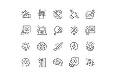 set of thin line art and design icons