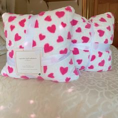 Brand New Never Used - Two Pink Heart Faux Fur Throw Pillows From Cupcakes And Cashmere. These Originally Came With A Small Heart Shaped Pillow, But I Kept The Heart Shaped Ones, And Don’t Need These. Each Pillow Is Approx 20” Across 20” Down (28” Diagonal). Please Check Out My Other Items If You Want To Bundle And Save On Shipping Heart Blankets, Heart Shaped Pillow, Heart Pillows, Shaped Pillow, Room Stuff, Faux Fur Throw Pillow, Fur Throw Pillows, Cupcakes And Cashmere, Girly Accessories