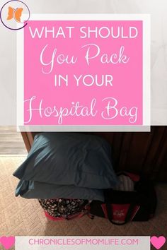 a bed with the words what should you pack in your hospital bag? on it