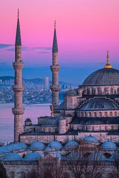 the blue mosque in turkey is one of the most beautiful places to see sunrises