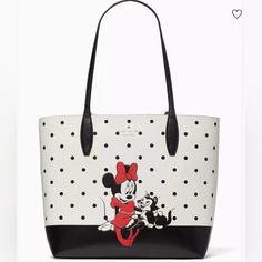 I'm Reposting This Item I Purchased From @Melisia1920. I Loved It, But I'm Ready To Rotate For Something New. Kate Spade New York Disney Minnie Mouse Reverse Tote Bag And Wristlet. Product Details * 12.6"H X 13.2"W X 6.4"D * Handle Drop: 11" * Refined Grain Leather * Foil Embossed Logo * Unlined * Interior Detachable Wristlet * Open-Top Closure * Dust Bag Not Included Bundle And Save! All Products For Sale Are Stored In My Smoke-Free Home. Due To Lighting And Device Resolutions, Colors May Vary Kate Spade Minnie Mouse, Kate Spade Disney, Disney Purse, Reversible Tote Bag, Disney Bags, Kate Spade Outlet, Disney Handbags, Leather Tote Purse, Disney Bag