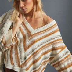 Brand New With Tags Anthropologie Luna Shimmer Sweater. Adorable Sweater, Never Worn. Anthropologie Fall, Soft Sweaters, Oversized Sweater Women, Oversized Sweaters, Cashmere Sweater Women, Lazy Day Outfits, Womens Cashmere, Chevron Stripe, Looks Chic