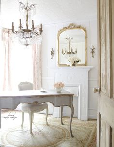 an image of a dining room with french country cottage decor on the screen and instagram