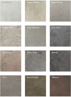 different shades of gray and white paint for walls, windows or doors with the names on them