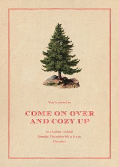 an old fashioned christmas card with a pine tree in the center and text that reads, come in from the cold