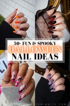 50+ Fun and Spooky Halloween Nail Ideas | Best Halloween Nails | Trendy Nails | Halloween Nail Art | Acrylic Nails | October Nails | Spooky Nails | Manicure Ideas | Fall Nails 2022 | Halloween Nail Designs | Autumn Nails | Pretty Halloween Nails Halloween Bat Nails Acrylic, Halloween Nail Designs Acrylic Almond, Mid Length Halloween Nails, Mail Designs Halloween, Halloween Designs For Nails, Halloween French Nails Design, Simple Halloween Nails Stilleto, Fall Halloween Nails 2023, 2023 Halloween Nail Ideas