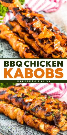 Here's a BBQ chicken kabobs recipe, a delicious chicken dish for beginners to try! Use homemade rub and BBQ sauce to make this tasty meal for your family-friendly dinner. It is the best BBQ food recipe! Easy Chicken Kabobs, Bbq Chicken Kabobs, Easy Bbq Recipes, Chicken Kabob Recipes, Grilled Chicken Kabobs, Grilling Ideas, Grilled Bbq Chicken