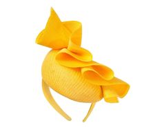 Created in the heart of Melbourne by our experienced milliners, we are proud to present bespoke yellow pillbox fascinator by  Fillies Collection.   Classic pillbox base embellished with PU wave and placed on the headband.   Made in Australia  Renown  Fillies Collection  Pillbox fascinator  Comfortable headband Yellow Hair Accessories For Summer Party, Yellow Headband Fascinator, Yellow Headpiece For Royal Ascot Races, Yellow Headband For Spring Party, Yellow Headpieces For Royal Ascot Races, Adjustable Yellow Mini Hat For Royal Ascot, Yellow Adjustable Mini Hats For Royal Ascot, Yellow Spring Headband, Adjustable Yellow Headpiece For Kentucky Derby