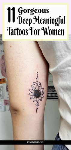 a woman's arm with the words gorgeous deep meaning tattoos for women